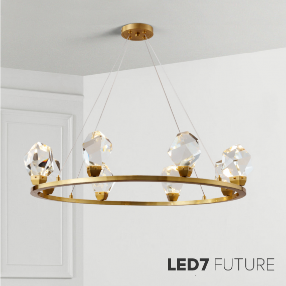 Loft Industry Modern - Crystal Stone Circle Chandelier